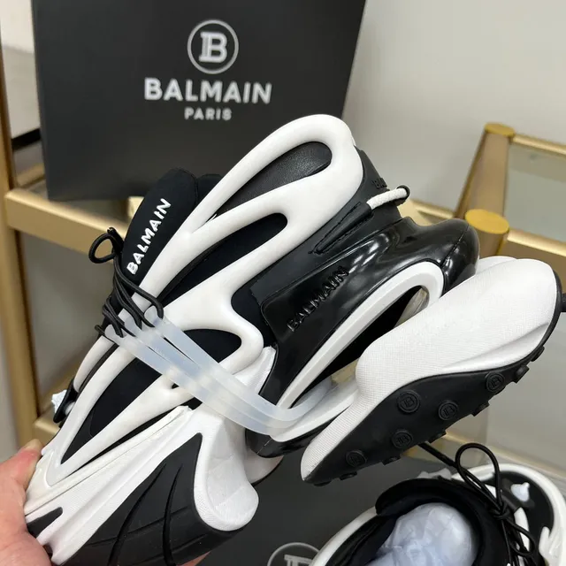 Balmain B-Bold حذاء رياضي أسود وأبيض سميك 4
