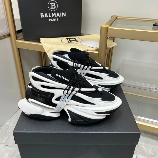 Balmain B-Bold حذاء رياضي أسود وأبيض سميك 5