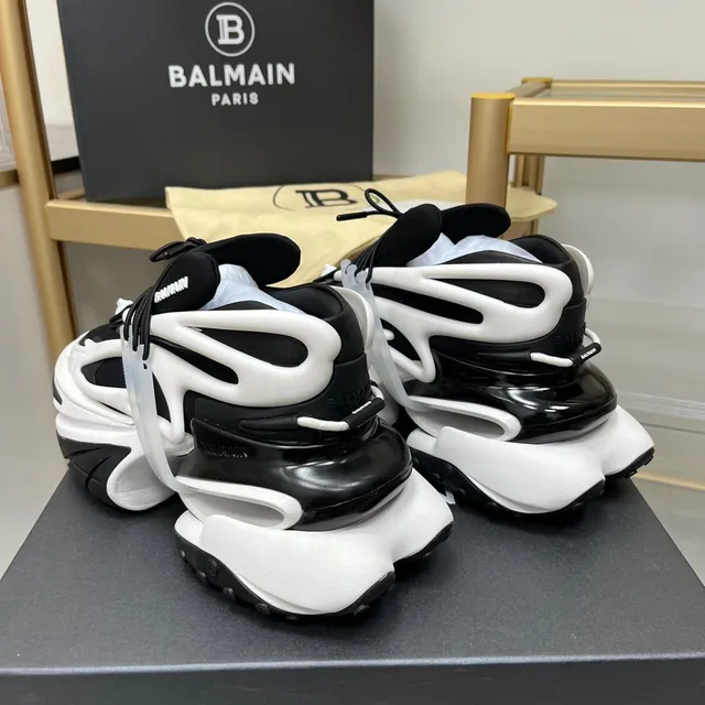 Balmain B-Bold حذاء رياضي أسود وأبيض سميك 6