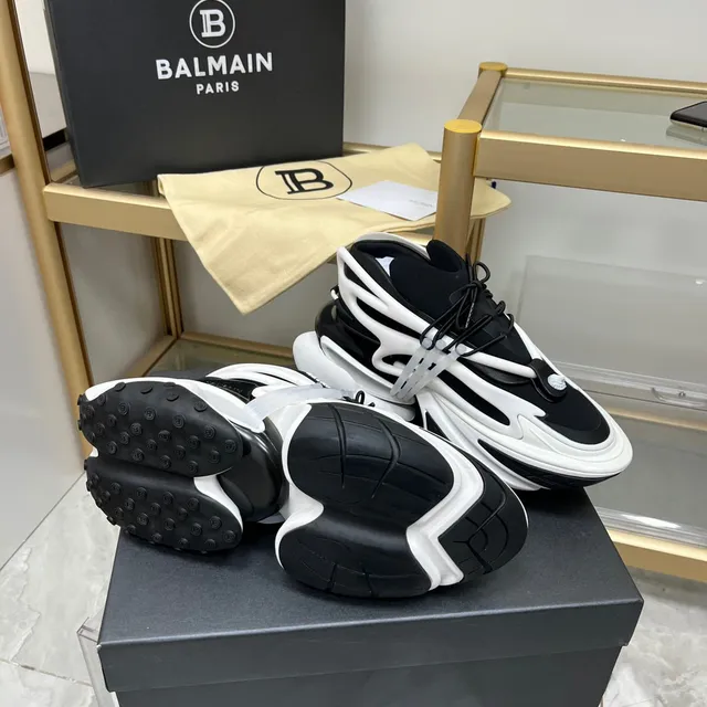 Balmain B-Bold حذاء رياضي أسود وأبيض سميك 7