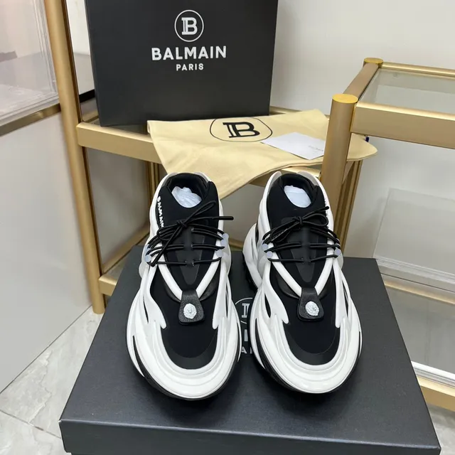 Balmain B-Bold حذاء رياضي أسود وأبيض سميك 8