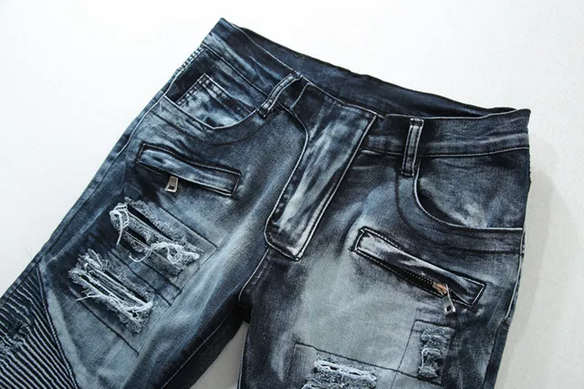 بلمن B-Moto جينز أزرق أسود بانيلنج distressed detailing 17
