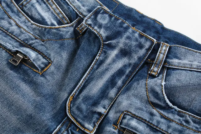 Balmain Pantalones Cortos de Mezclilla con Cremallera y Bolsillo Estilo Moto 9
