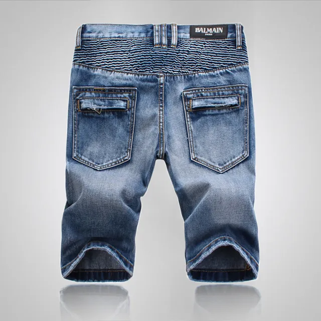 Balmain Pantalones Cortos de Mezclilla con Cremallera y Bolsillo Estilo Moto 10