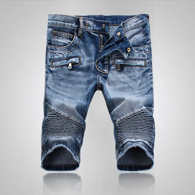 Balmain Pantalones Cortos de Mezclilla con Cremallera y Bolsillo Estilo Moto 11