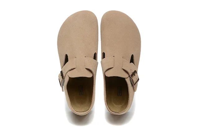 Birkenstock Arizona بيج بني جلد سويد الجزء العلوي حزام بقفل واحد أحذية كاجوال 2