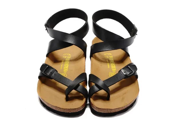 Birkenstock Arizona صنادل Gladiator جلد أسود 2