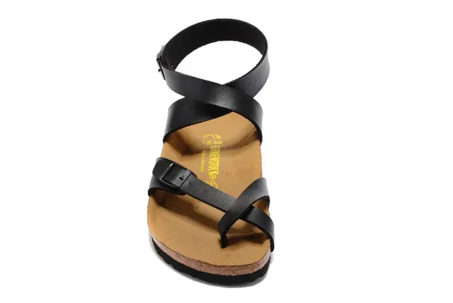Birkenstock Arizona صنادل Gladiator جلد أسود 4