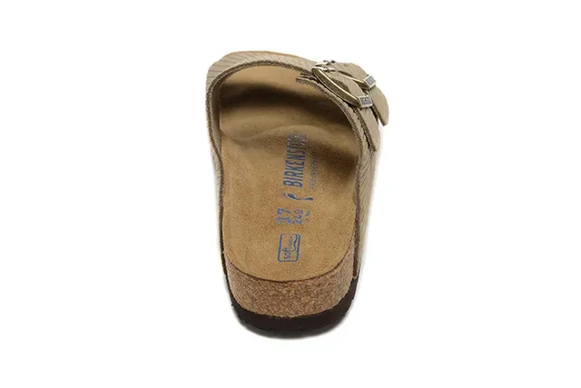 Birkenstock Arizona Sandalias Casuales de Pana Oliva Beige 4