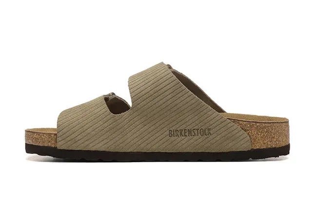 Birkenstock Arizona Sandalias Casuales de Pana Oliva Beige 5