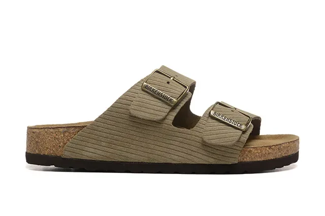 Birkenstock Arizona Sandalias Casuales de Pana Oliva Beige 6