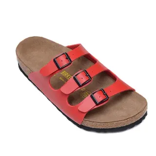 Birkenstock Arizona लाल तीन पट्टियों वाली कैजुअल सैंडल