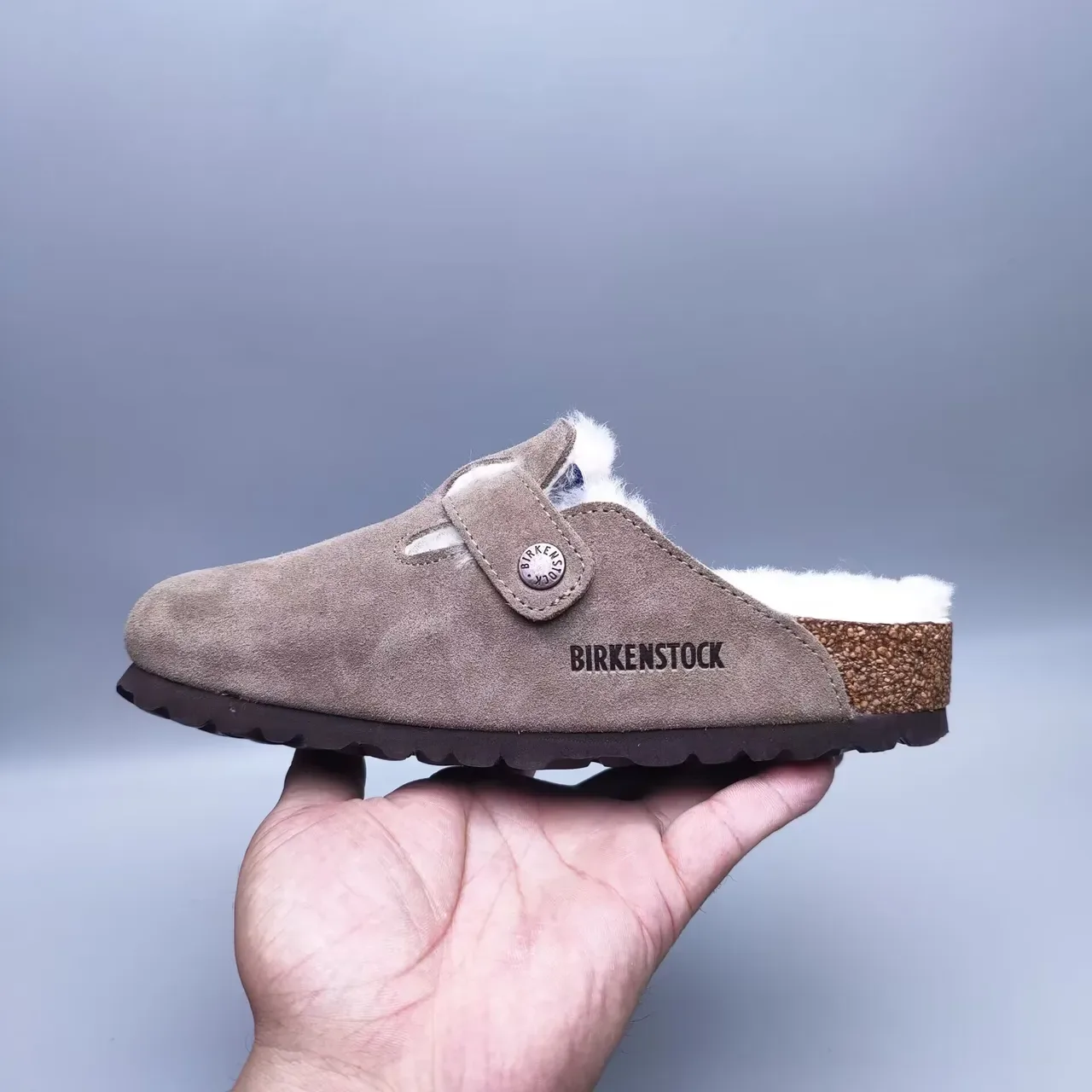 Birkenstock Boston Marrón Blanco Ante Superior Forrado con Shearling Zapatos Casuales 4