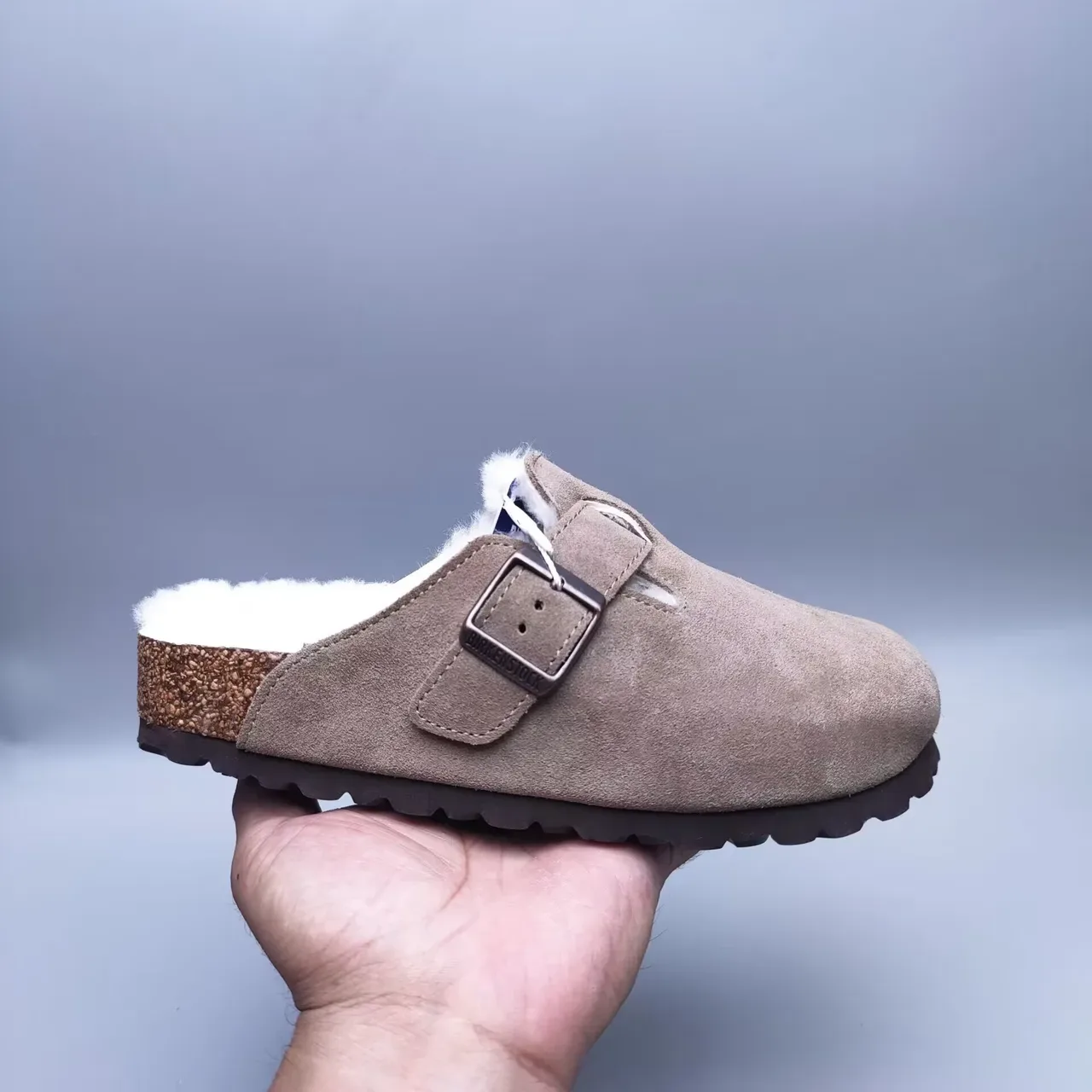 Birkenstock Boston Marrón Blanco Ante Superior Forrado con Shearling Zapatos Casuales 5