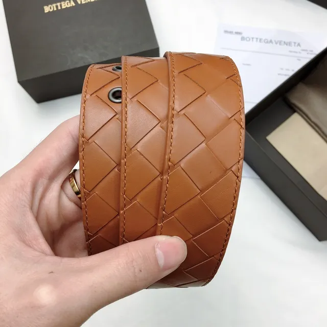 Bottega Veneta Cassette Intrecciato ট্যান লেদার বেল্ট 2