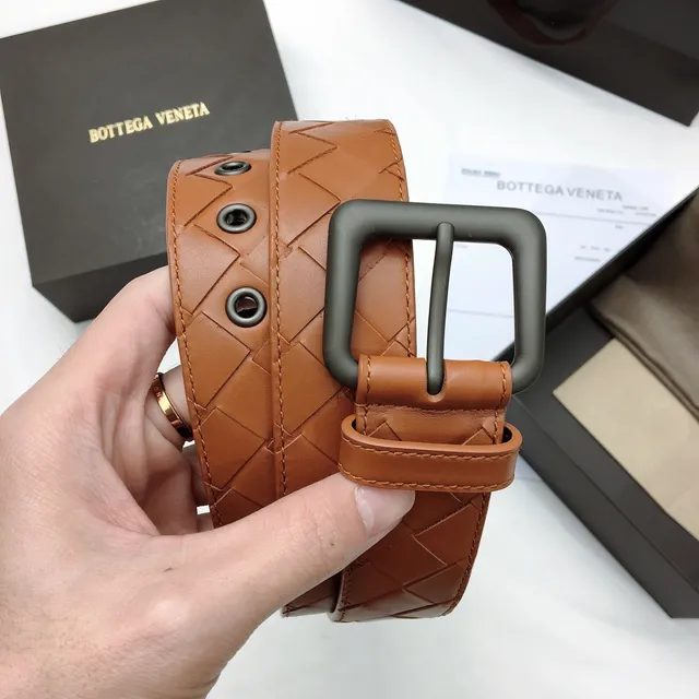Bottega Veneta Cassette Intrecciato ট্যান লেদার বেল্ট 3