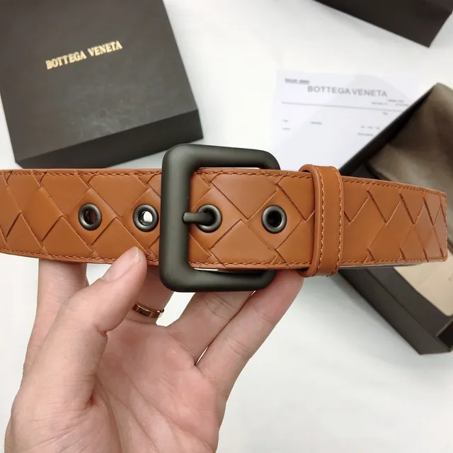 Bottega Veneta Cassette Intrecciato ট্যান লেদার বেল্ট 4
