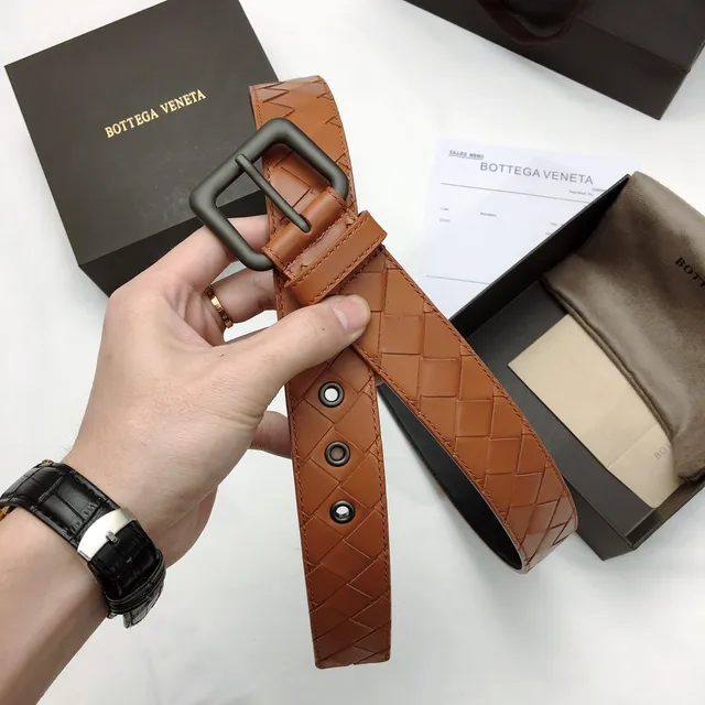 Bottega Veneta Cassette Intrecciato ট্যান লেদার বেল্ট 6
