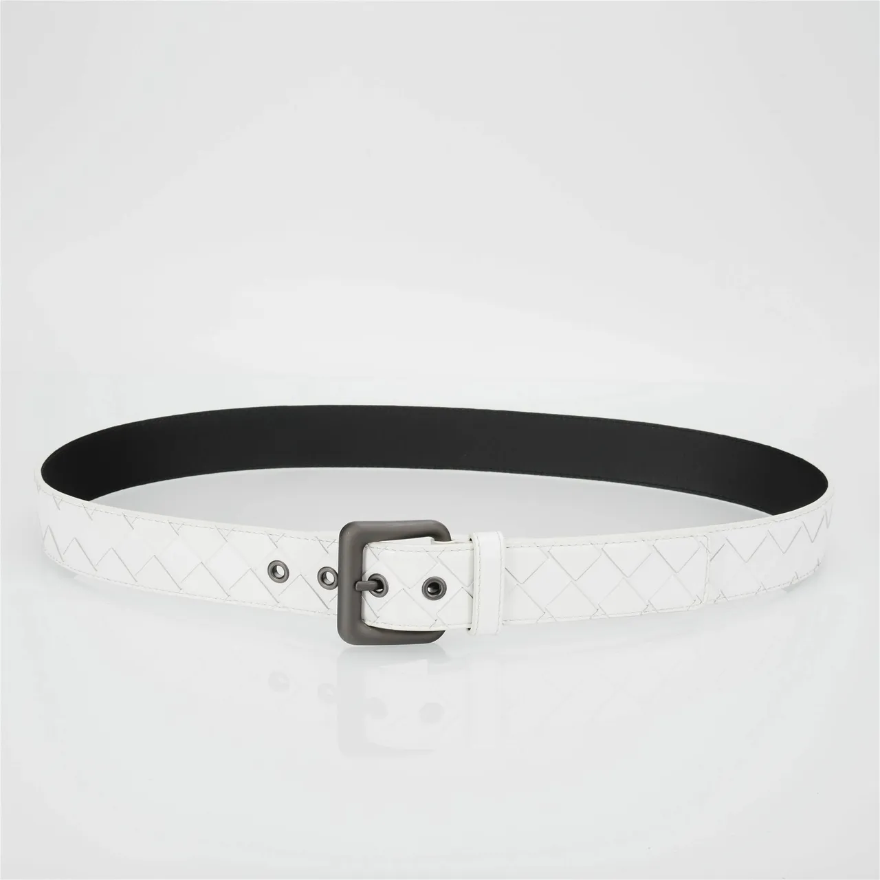 Bottega Veneta Cassette Intrecciato White Leather Belt 9