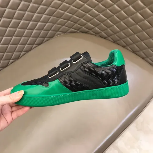 Bottega Veneta সবুজ কালো বুনা চামড়া Velcro স্ট্র্যাপ ক্লোজার লाइফস্টাইল স্নিকার্স 3