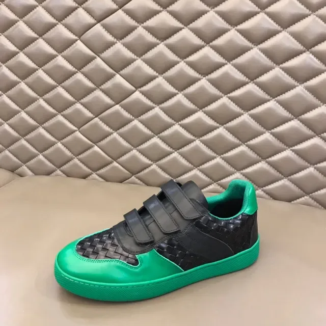 Bottega Veneta সবুজ কালো বুনা চামড়া Velcro স্ট্র্যাপ ক্লোজার লाइফস্টাইল স্নিকার্স 6
