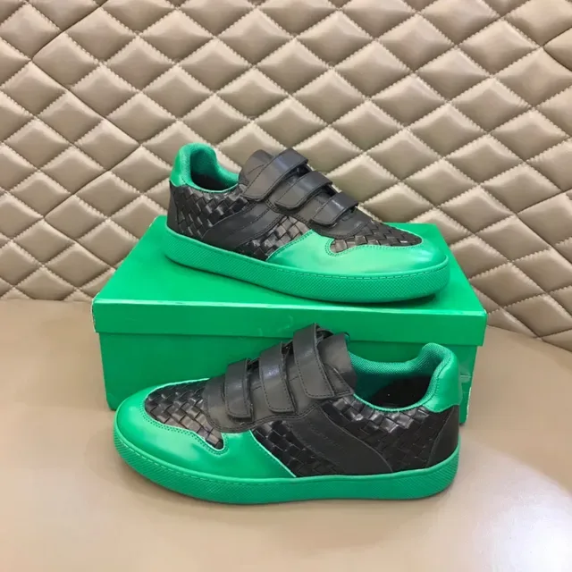 Bottega Veneta সবুজ কালো বুনা চামড়া Velcro স্ট্র্যাপ ক্লোজার লाइফস্টাইল স্নিকার্স 7