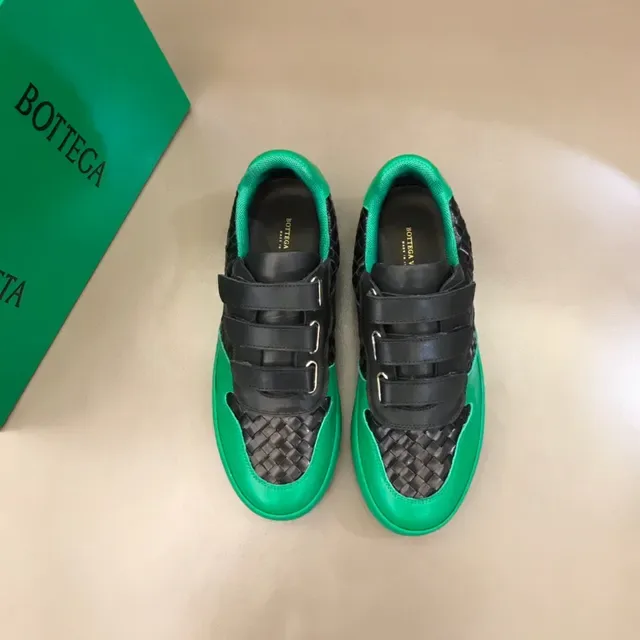 Bottega Veneta সবুজ কালো বুনা চামড়া Velcro স্ট্র্যাপ ক্লোজার লाइফস্টাইল স্নিকার্স 8