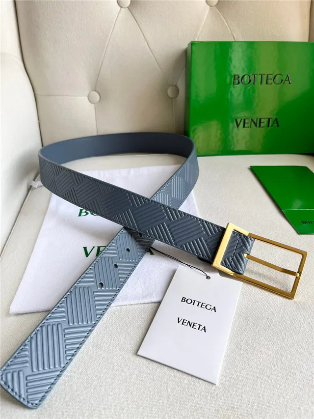 Bottega Veneta সবুজ রূপালী এমবসড জ্যোমেট্রিক ইন্ট্রেচিয়াতো প্যাটার্ন আয়তাকার বাকেল লেদার বেল্ট 7