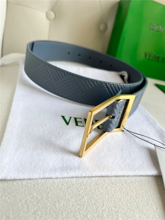Bottega Veneta সবুজ রূপালী এমবসড জ্যোমেট্রিক ইন্ট্রেচিয়াতো প্যাটার্ন আয়তাকার বাকেল লেদার বেল্ট 9