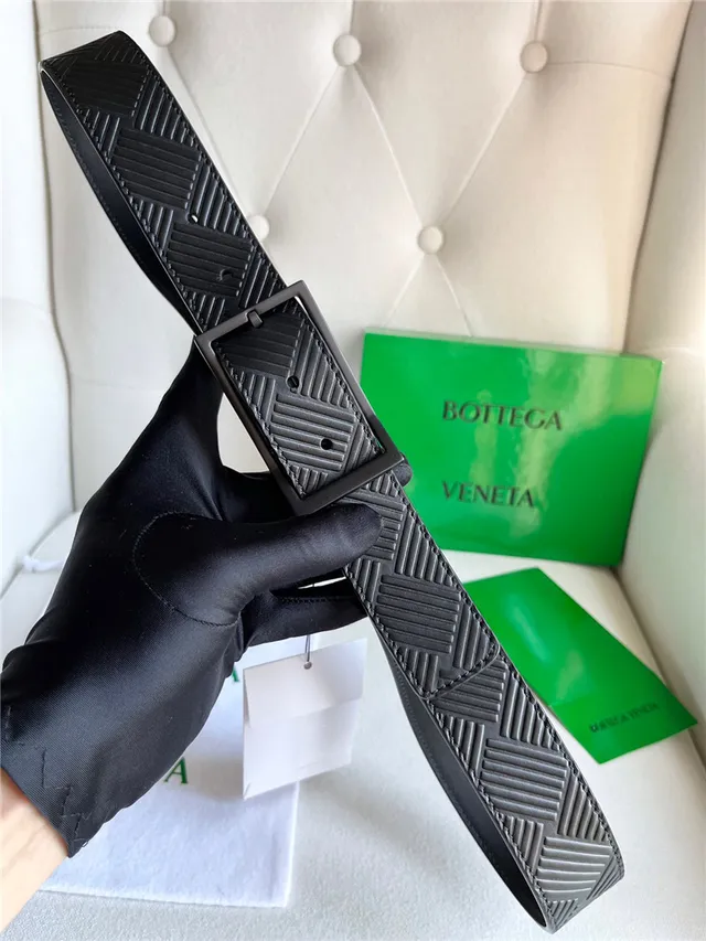 Bottega Veneta সবুজ রূপালী এমবসড জ্যোমেট্রিক ইন্ট্রেচিয়াতো প্যাটার্ন আয়তাকার বাকেল লেদার বেল্ট 19
