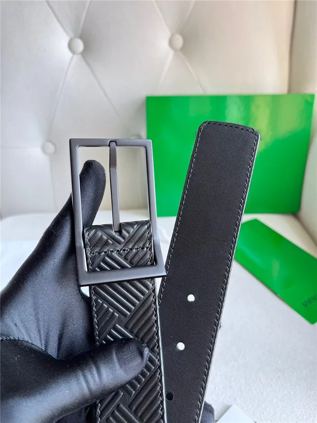 Bottega Veneta সবুজ রূপালী এমবসড জ্যোমেট্রিক ইন্ট্রেচিয়াতো প্যাটার্ন আয়তাকার বাকেল লেদার বেল্ট 22