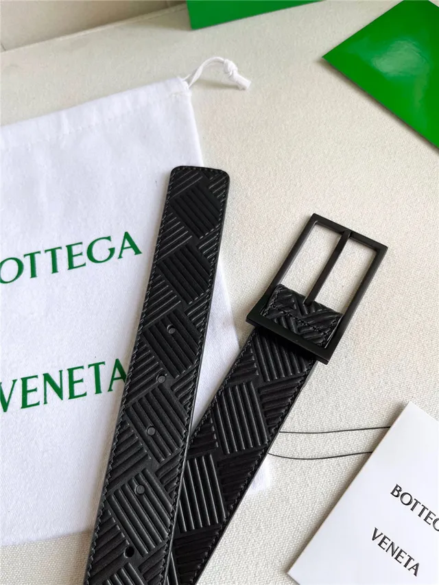 Bottega Veneta সবুজ রূপালী এমবসড জ্যোমেট্রিক ইন্ট্রেচিয়াতো প্যাটার্ন আয়তাকার বাকেল লেদার বেল্ট 23