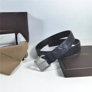 Bottega Veneta Intrecciato Woven কালো চামড়ার বেল্ট