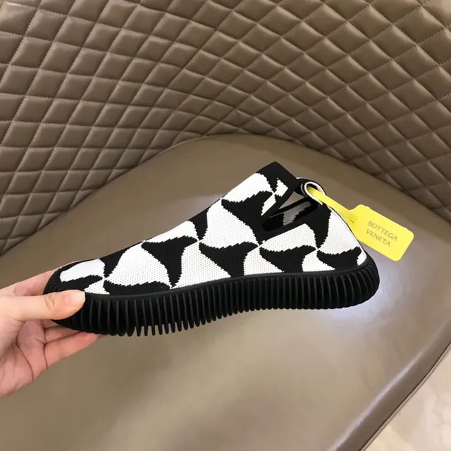 Bottega Veneta Speed Trainer tênis lifestyle preto e branco com malha geométrica 2