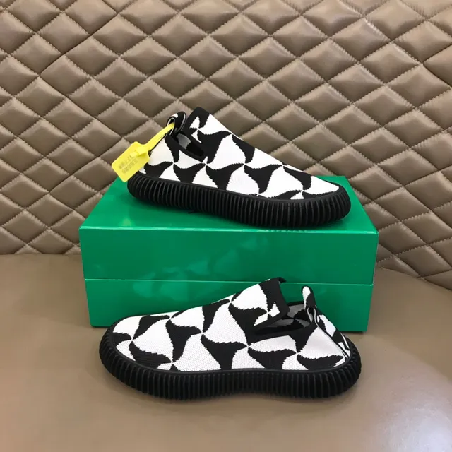 Bottega Veneta Speed Trainer tênis lifestyle preto e branco com malha geométrica 8