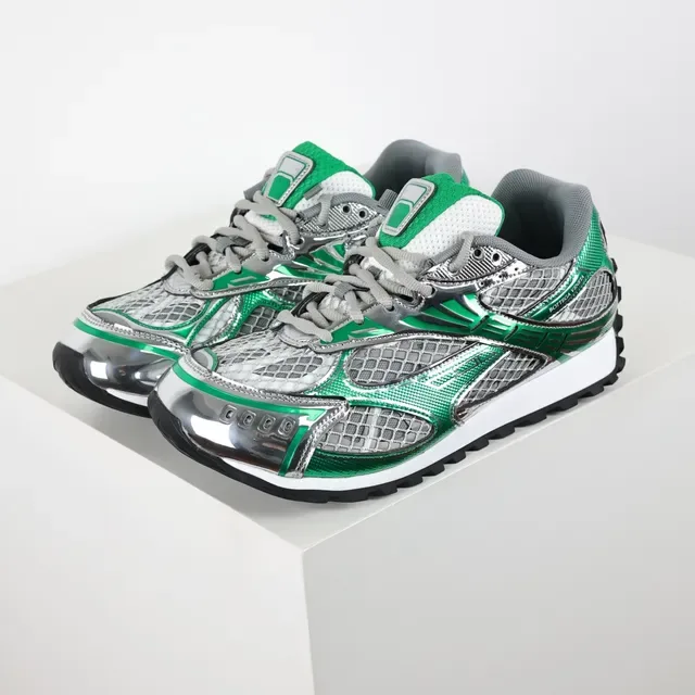 Bottega Veneta Track Trainer Metallic Green Silver Lifestyle Sneakers 2