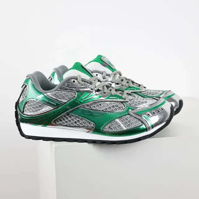 Bottega Veneta Track Trainer Metallic Green Silver Lifestyle Sneakers 3