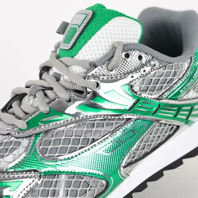 Bottega Veneta Track Trainer Metallic Green Silver Lifestyle Sneakers 6