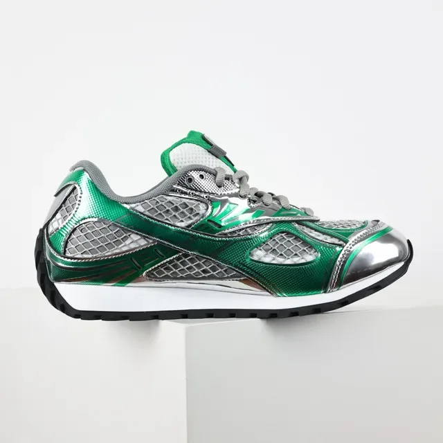 Bottega Veneta Track Trainer Metallic Green Silver Lifestyle Sneakers 7