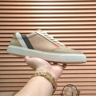 Burberry Beige Multicolor Low-Top Textile-and-Leather Upper Lifestyle Sneakers — Burberry Lifestyle Sneakers photo from the Yupoo catalog
