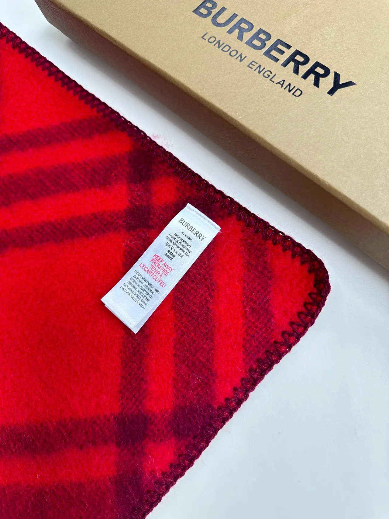 Burberry Classic Check Red Cashmere Scarf 2
