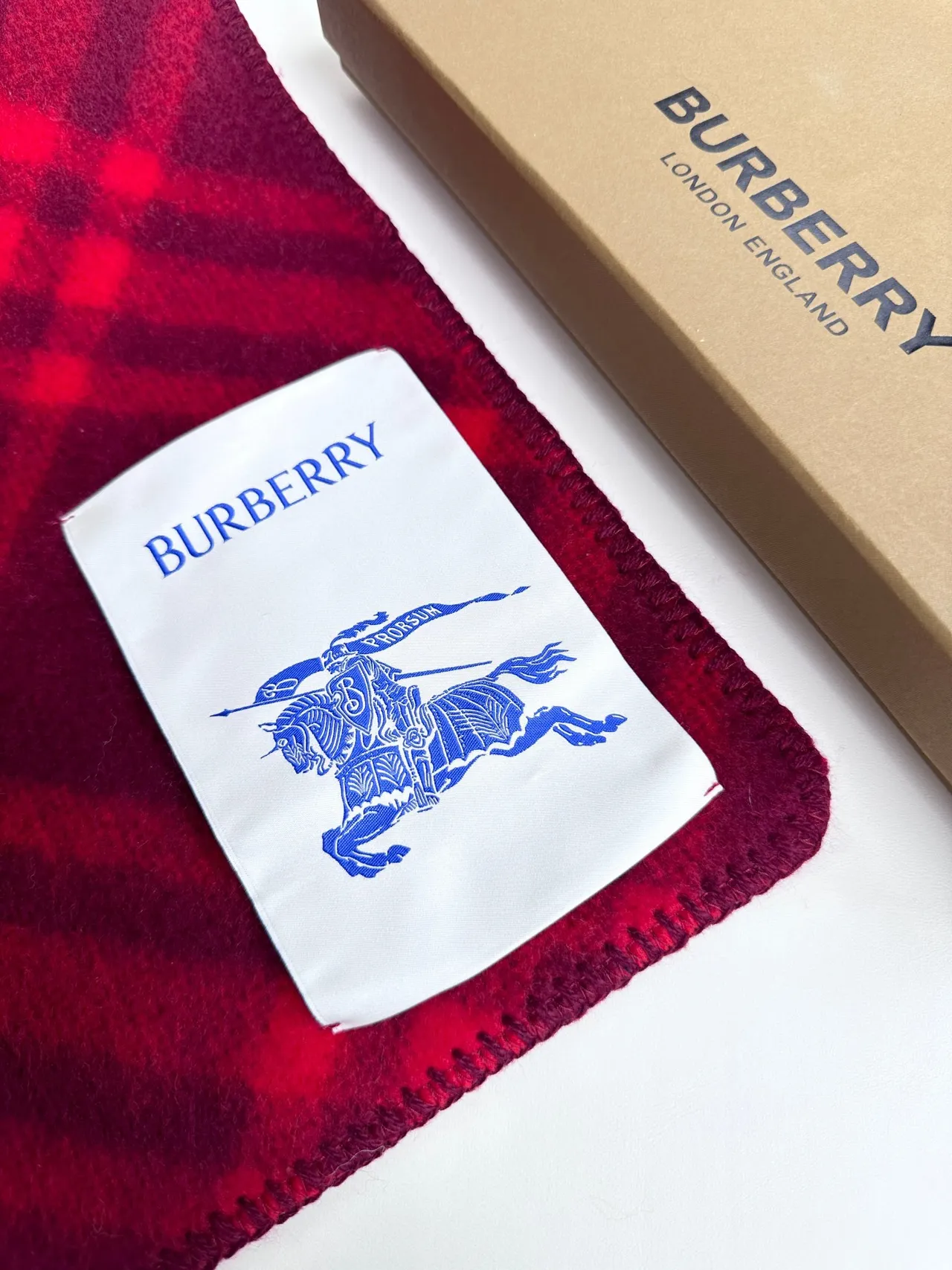 Burberry Classic Check Red Cashmere Scarf 3