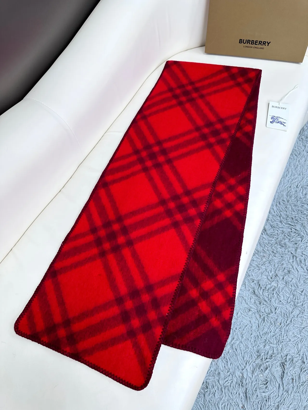 Burberry Classic Check Red Cashmere Scarf 4