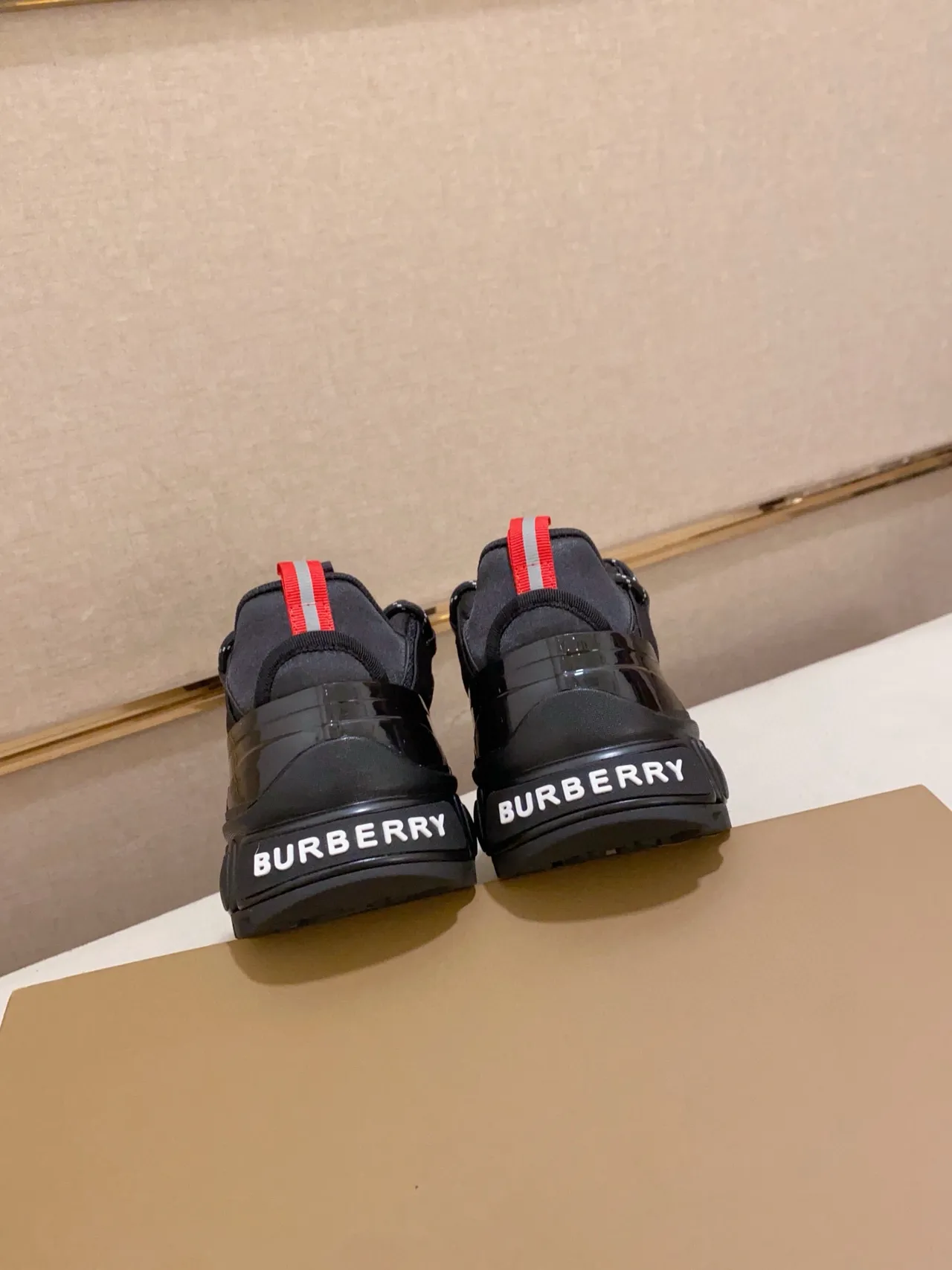 Burberry Defender Black Red Oversized Sole Glossy Patent Toe Cap Chunky Sneakers 3