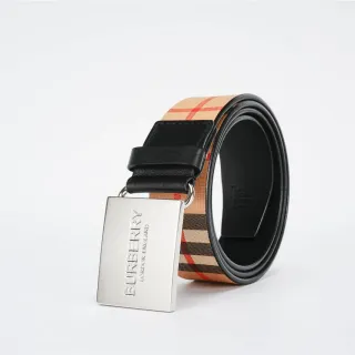 Burberry Knight House Check and Black Leather Belt