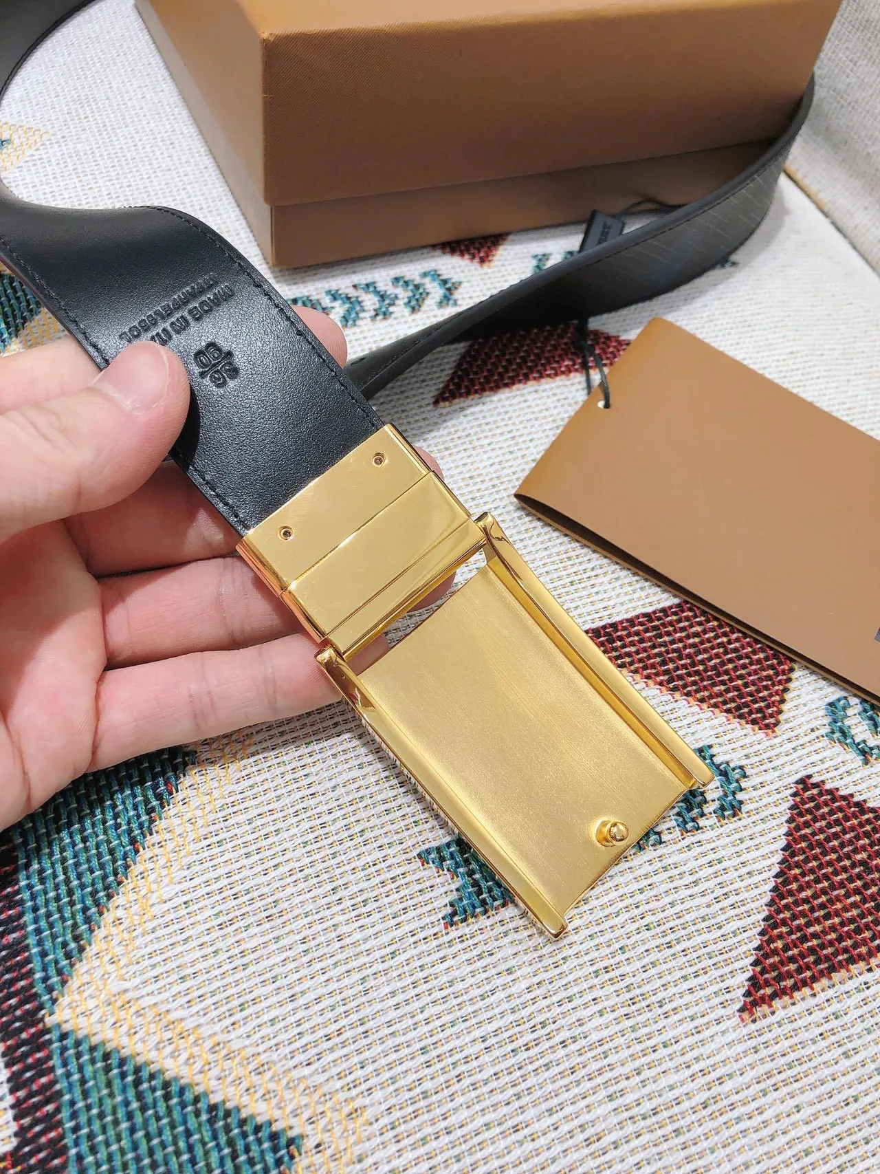 Burberry Knight Reversible Woven Leather Belt 5