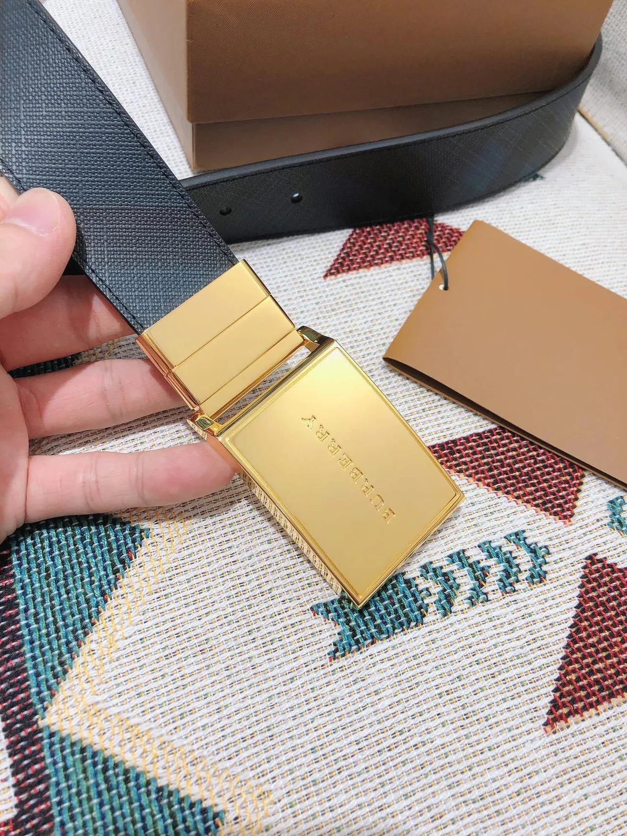 Burberry Knight Reversible Woven Leather Belt 6