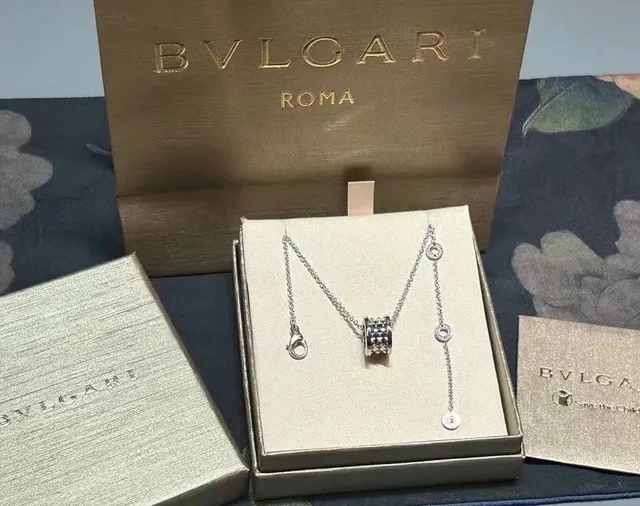 Bvlgari B.zero1 Rock Silver Tubogas-Inspired 圆柱形吊坠 多环堆叠构造项链 2