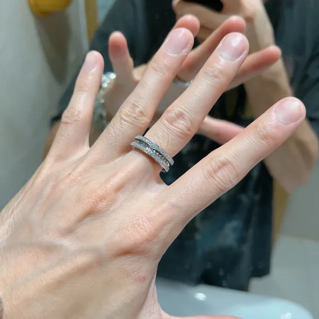 Bvlgari B.zero1 Stacked Pavé Diamond and Black Inlay Ring 8