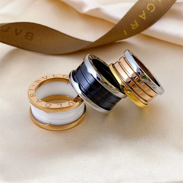 Bvlgari B.zero1 Stacked Three-Tone Engraved Ring 2